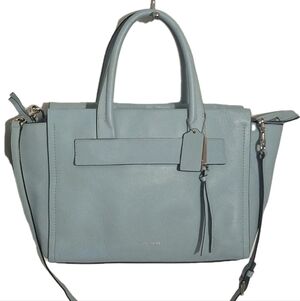 Coach Bleecker Riley Carryall Saffiano Leather Satchel Duck Egg Blue 30149 GUC